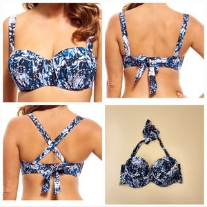 Robyn Lawley 16D/DD Broken Wings Ruched Halter Bikini Top